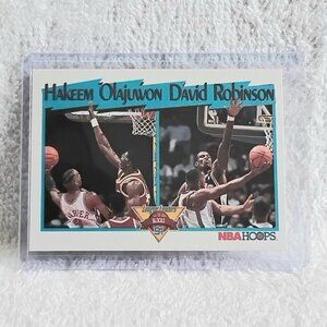 5/$20 Mint 1991 NBA Hoops Olajuwon/Robinson League Leaders Blocks NBA Card 309!!